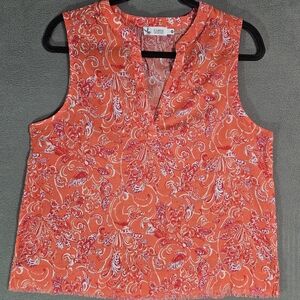 Carve Designs Womens Medium Tank Top Shirt Neon Pink Floral Vneck Vacation